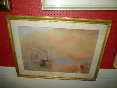 A watercolour after Turner 'The fighting Temeraire'  framed and glazed W 53 H 36 cm