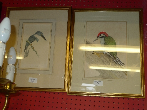 A watercolour of a 'Nepalese Large Scaly Billed Woodpecker' signed D L Dangol and a print 'Belted