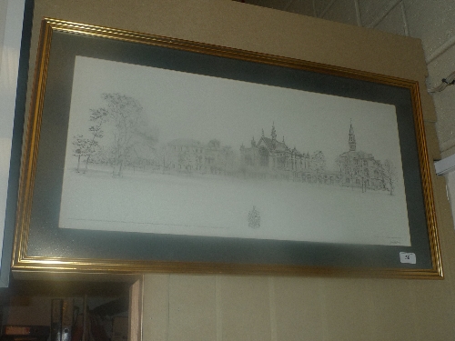 A Limited Print of Dulwich College with gilt frame W 71 H 31 cm