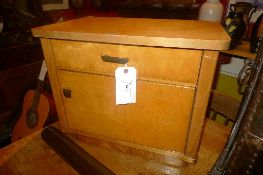 A pair of Art Deco satinwood side cabinets with single drawer over panel doors. 56 x 37 x 47 cm