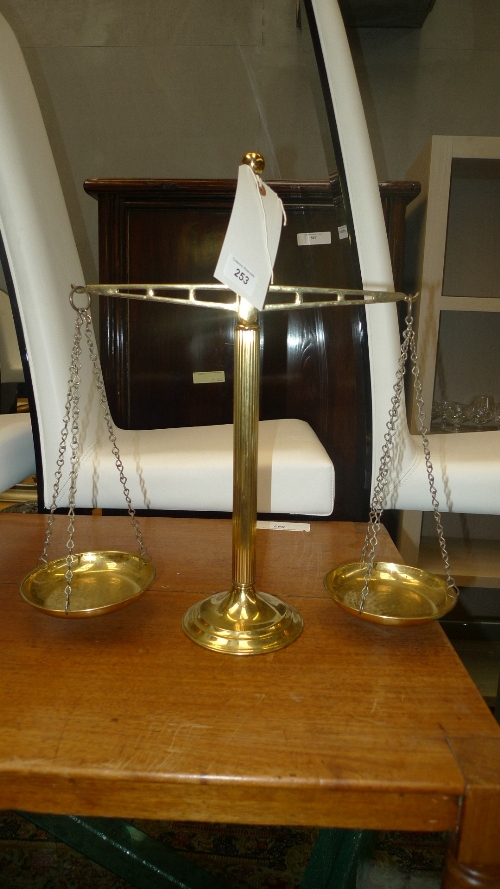 A brass set of weighing scales W 47cm H 46cm