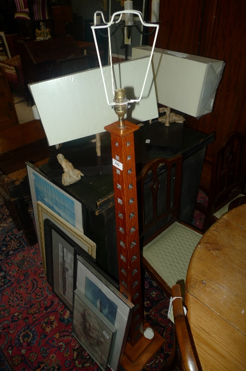 A mahogany barley twist plant stand and a lamp stand H x 128cm