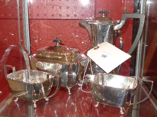 A silver plated four piece tea and coffee service Sheffield of Art Deco influence