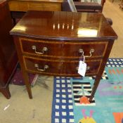 A Georgian style inlaid mahogany side table with two drawers on tapered supports