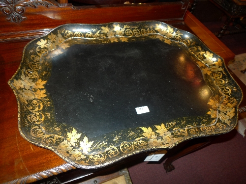 A Henry Clay of Kings Street Covent Garden black lacquered and leafy parcel gilt tray