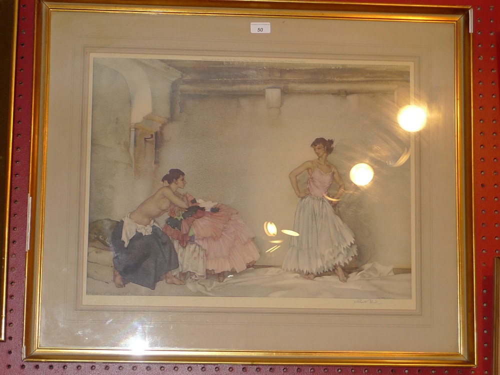 A William Russell Flint print of two ladies signed in pencil