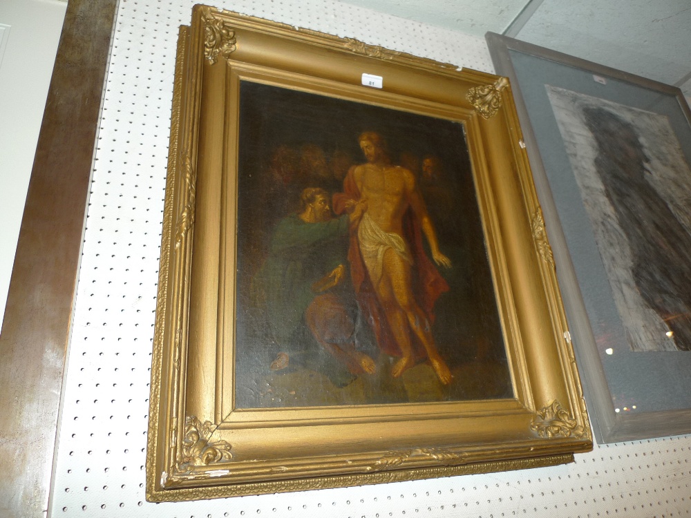 A C19th oil on canvas the resurrection in giltwood frame