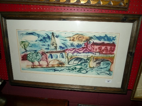 An artist proof print colour print town scene signed Begg 99