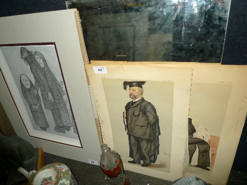 A set of three unframed spy prints