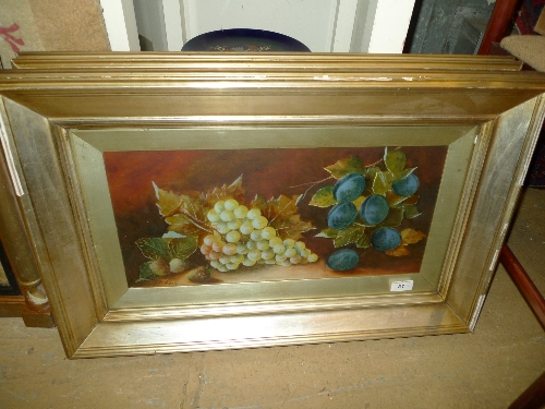 A pair of watercolours still life studies signed within gilt frame