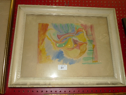 A watercolour bright abstract framed and glazed