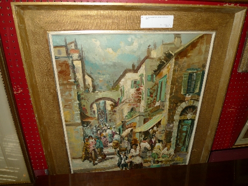 An oil on canvas Italian street scene signed A Devity