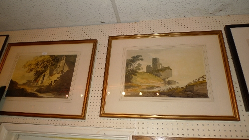 A pair of C19th watercolours landscape scenes by William Payne