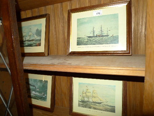 A set of framed prints of ships