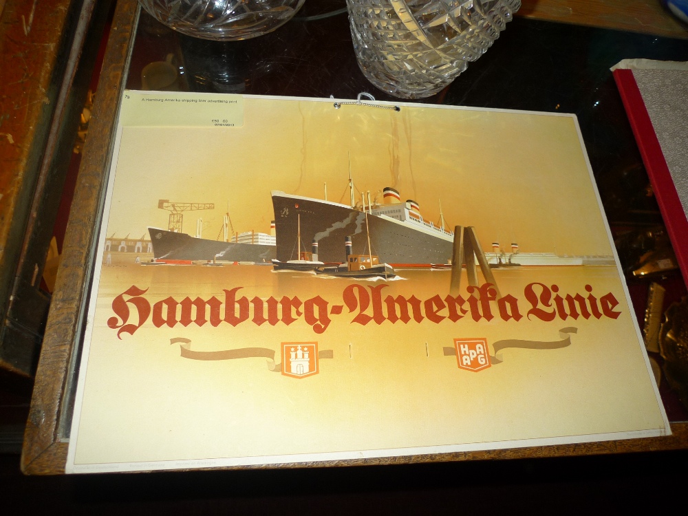 A Hamburg Amerika shipping liner advertising print