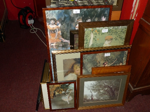 A large collection of glazed and framed coloured prints