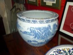 A Chinese crackle glaze jardiniere and a Italianate design charger [2]