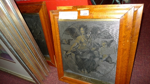A set of four original engraving plates by Raphael Morghen showing allegorical prints after