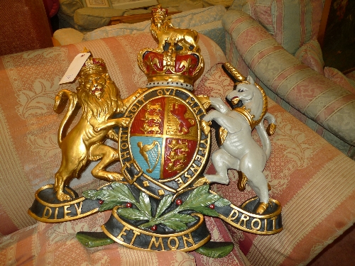 A painted and gilded Royal Crest