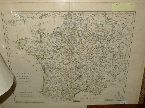 A map of France titled `The Post Roads of France` 1772