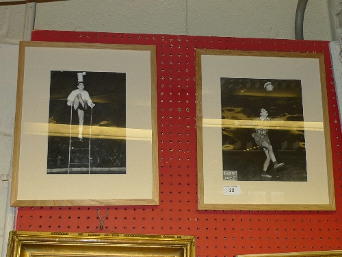 A pair of photographs 'Circus Performers' framed and glazed