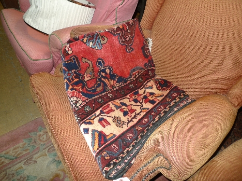 A fine old North West Persian Biojan Kilim 285cm x 144cm pendent medallion on a terracotta field