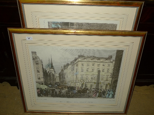 A pair of prints London Street Scenes framed and glazed