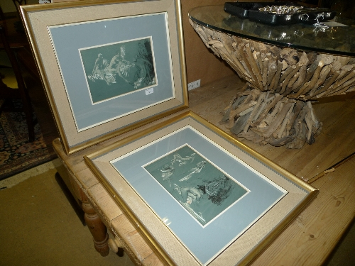 A pair of Russell Flint prints nude females framed and glazed