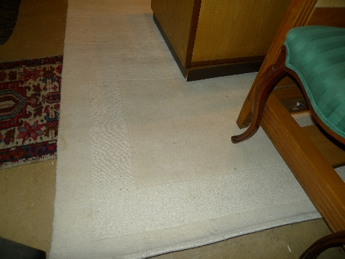 A contemporary beige rug