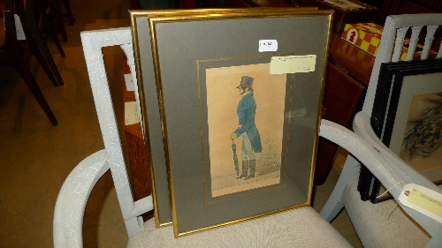 A pair of spy prints of gentlemen within gilt border and frame