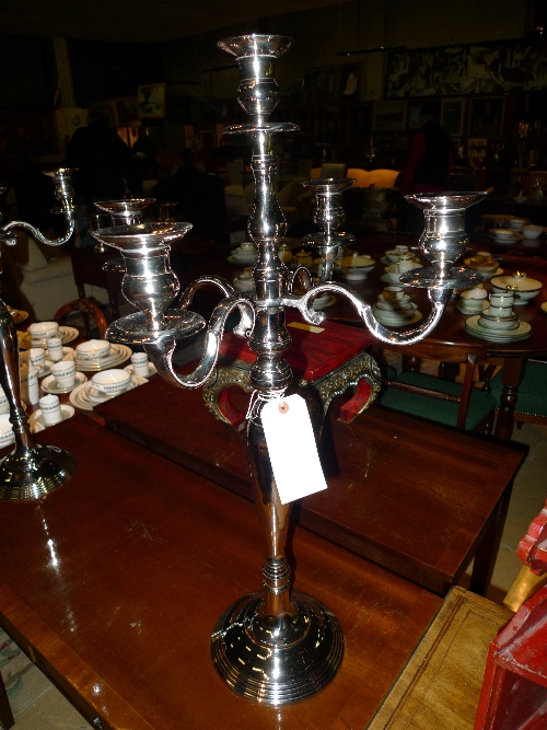 A silver plated five light candelabrum