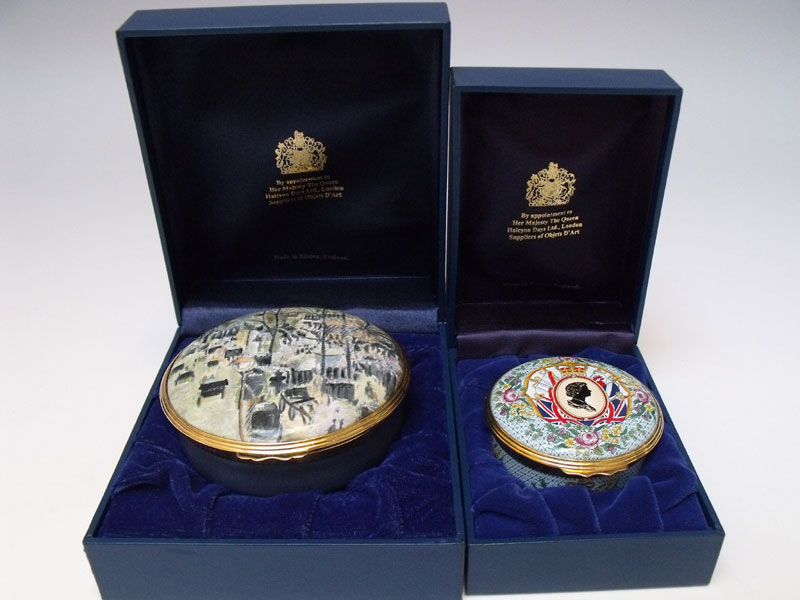 A LARGE HALCYON DAYS LIMITED EDITION ENAMEL BOX, No. 303 of 500, depicting Camile Pissarro`s `