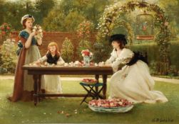 George Dunlop Leslie (1835-1921) A feast of roses, Oil on canvas, Signed lower right, 25.5 x 38