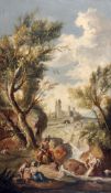 Circle of Alessandro Magnasco, called il Lissandrino (Genoa 1667-1749), A landscape with ruins and