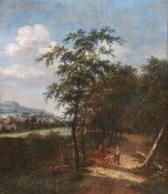 Dionijs Verburgh (Rotterdam 1655-1722) A wooded landscape with children playing on a track; A