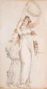 John Opie R.A. (1761-1807) Lady Hamilton, Ink and watercolour, Signed lower left, Inscribed lower