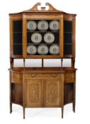 An Edwardian mahogany and marquetry display cabinet, stamped EDWARDS & ROBERTS, circa 1910, with