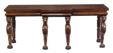 A George IV mahogany serving table, in the manner of Thomas Hope, circa 1825, the breakfront top