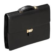 Montblanc, a black leather double gusset briefcase, with strap and gilt fittings, 29cm x 41.5cm,