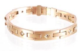 A diamond set line bracelet, the bracelet of shaped matt links set with old cut diamonds,