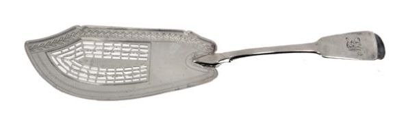 A late George III silver fiddle pattern fish slice by William Eley & William Fearn, London 1817,