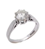 A single stone diamond ring, the brilliant cut diamond in an eight claw setting, to tapered