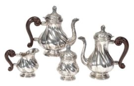 An Italian silver coloured baluster four piece tea and coffee service by Amilcare Bianchi, Milan