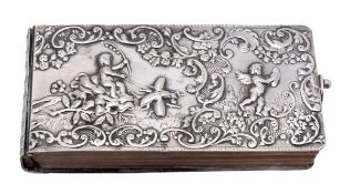 A Dutch silver bound long rectangular notebook, 1814-1958 .833 standard small article marks and key