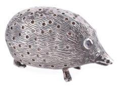 An Edwardian silver novelty porcupine pin cushion by Levi & Salaman, Birmingham 1904, 7cm (2 3/4in)