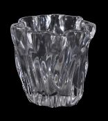 Tapio Wirkkala for Iittala, a Kalvolan Kanto (Tree stump) clear glass vase, dated 1957, engraved