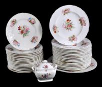 A Coalport part dinner service painted with flowers, comprising; a large round dish, 32.5cm