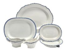 A selection of English pearlware, with blue tipped feuille de chou rims, comprising; a pair of