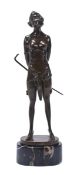 Bruno Zach (Austrian 1891-1935), a patinated bronze and marmo portoro mounted model of a courtesan,