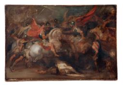 Manner of Sir Peter Paul Rubens Henry IV at the Battle of Ivry Oil sketch on canvas Unframed 25.5 x